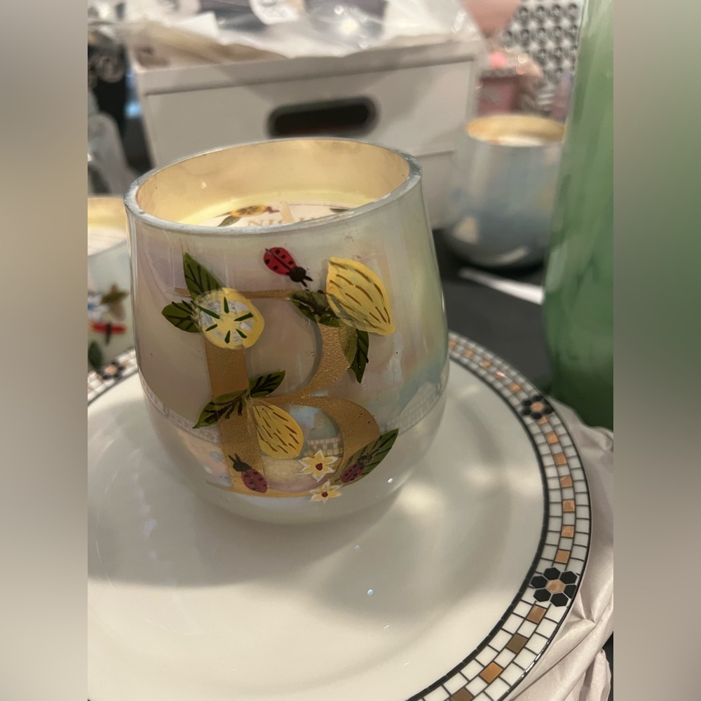 Anthropologie Fruity Monogram Floral Night Gardenia Glass Candle, Various NWT - Picture 4 of 5